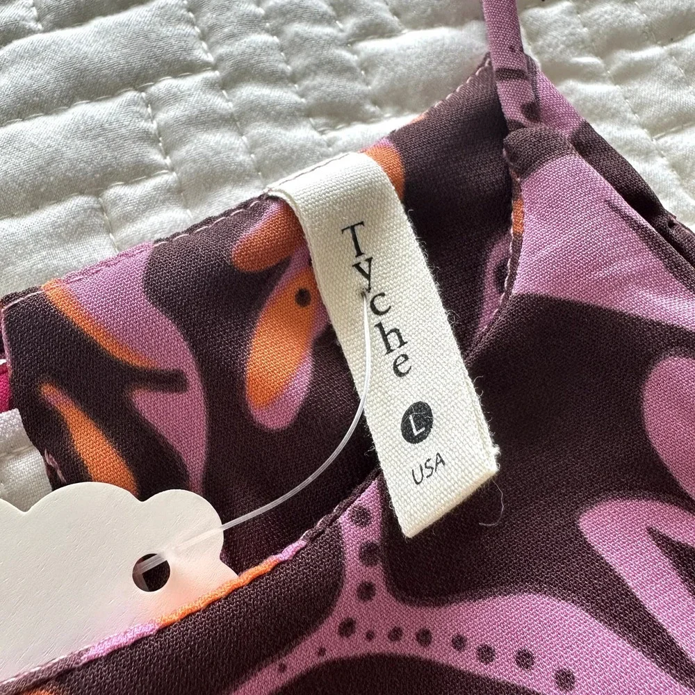 Tyche Pink Halter Mini Dress Tropical Floral Print Size Large - Picture 3 of 6